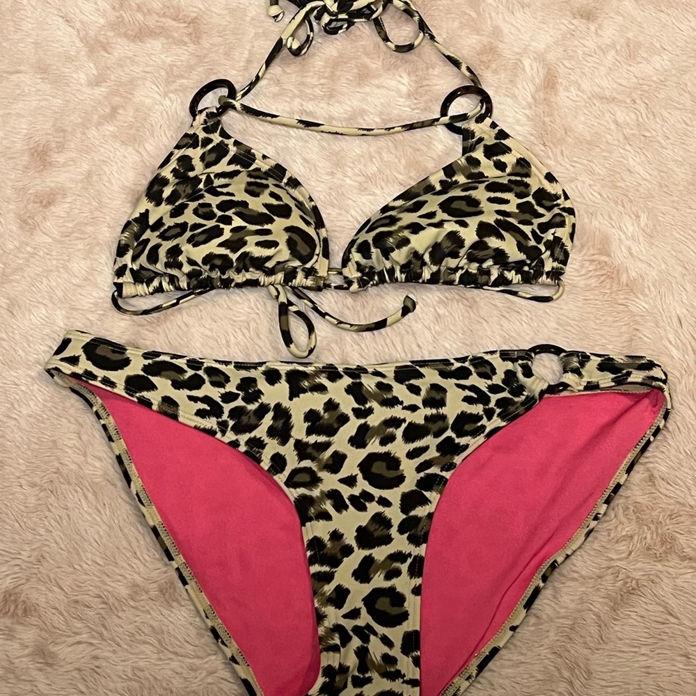 H&M Leopard Print Bikini with Pink Accents